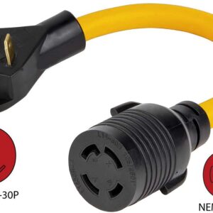 GenInterlock Generator Adapter Cord TT-30P Male to L14-30R Female, 30 Amp 3 Prong to 4 Prong Generator Plug Adapter, RV Generator Plug to Home Power Inlet