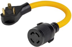 geninterlock generator adapter cord tt-30p male to l14-30r female, 30 amp 3 prong to 4 prong generator plug adapter, rv generator plug to home power inlet