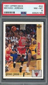 michael jordan 1991 upper deck basketball card #44 graded psa 8