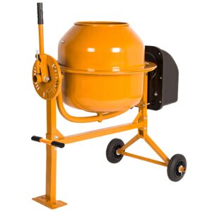 generic portable 4.2 cu ft concrete cement mixer, 1/2 hp electric mixer machine with wheel & 120l freestanding barrow machine, mixing tools for stucco mortar (yellow) 41.4 x 28 x 52.8 inches (gen120)