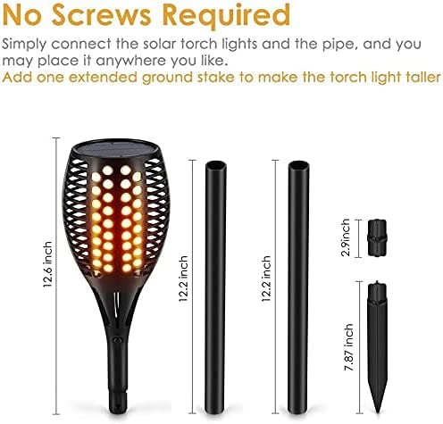 Aityvert Upgraded Large Solar Torch Lights, 43'''' Waterproof Outdoor 96 LED Dancing Flames Lights, Flickering Flames Garden Lights, Auto On/Off L&scape Pathway Patio Driveway Lighting (8 pcs )