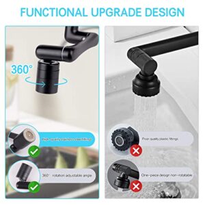 YCYYYDS Rotating Faucet Extender 1440° Large-Angle Splash Faucet with 2 Water Outlet Modes Splash Filter Faucet Aerator for Kitchen and Bathroom Sink Faucet Extender (Black)