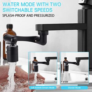 YCYYYDS Rotating Faucet Extender 1440° Large-Angle Splash Faucet with 2 Water Outlet Modes Splash Filter Faucet Aerator for Kitchen and Bathroom Sink Faucet Extender (Black)