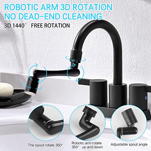 YCYYYDS Rotating Faucet Extender 1440° Large-Angle Splash Faucet with 2 Water Outlet Modes Splash Filter Faucet Aerator for Kitchen and Bathroom Sink Faucet Extender (Black)