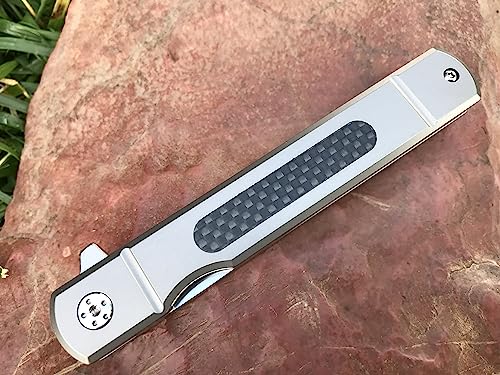 TACTICAL GEARZ Titanium Pocket Knife for EDC! Solid Tc4 Titanium Handle! D2 Steel Tanto Blade! Includes Sheath! (Tatsu ST)