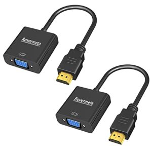 rovermeta hdmi to vga adapter, gold-plated hdmi male to vga female adapter for computer, desktop, laptop, pc, monitor, projector, hdtv, chromebook, raspberry pi, roku, xbox and more (2)