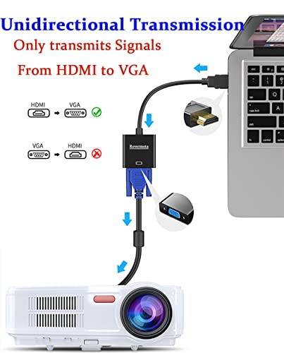 Rovermeta HDMI to VGA Adapter, Gold-Plated HDMI Male to VGA Female Adapter for Computer, Desktop, Laptop, PC, Monitor, Projector, HDTV, Chromebook, Raspberry Pi, Roku, Xbox and More (2)