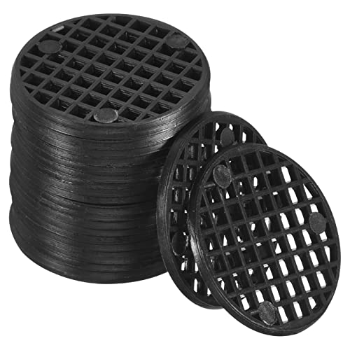 M METERXITY 50 Pack Plant Pot Hole Mesh Pads - Round Rigid Bonsai Flowerpot Drainage Grid Screen Apply to Outdoor/Garden (2.5cm/1 Inch, Black)