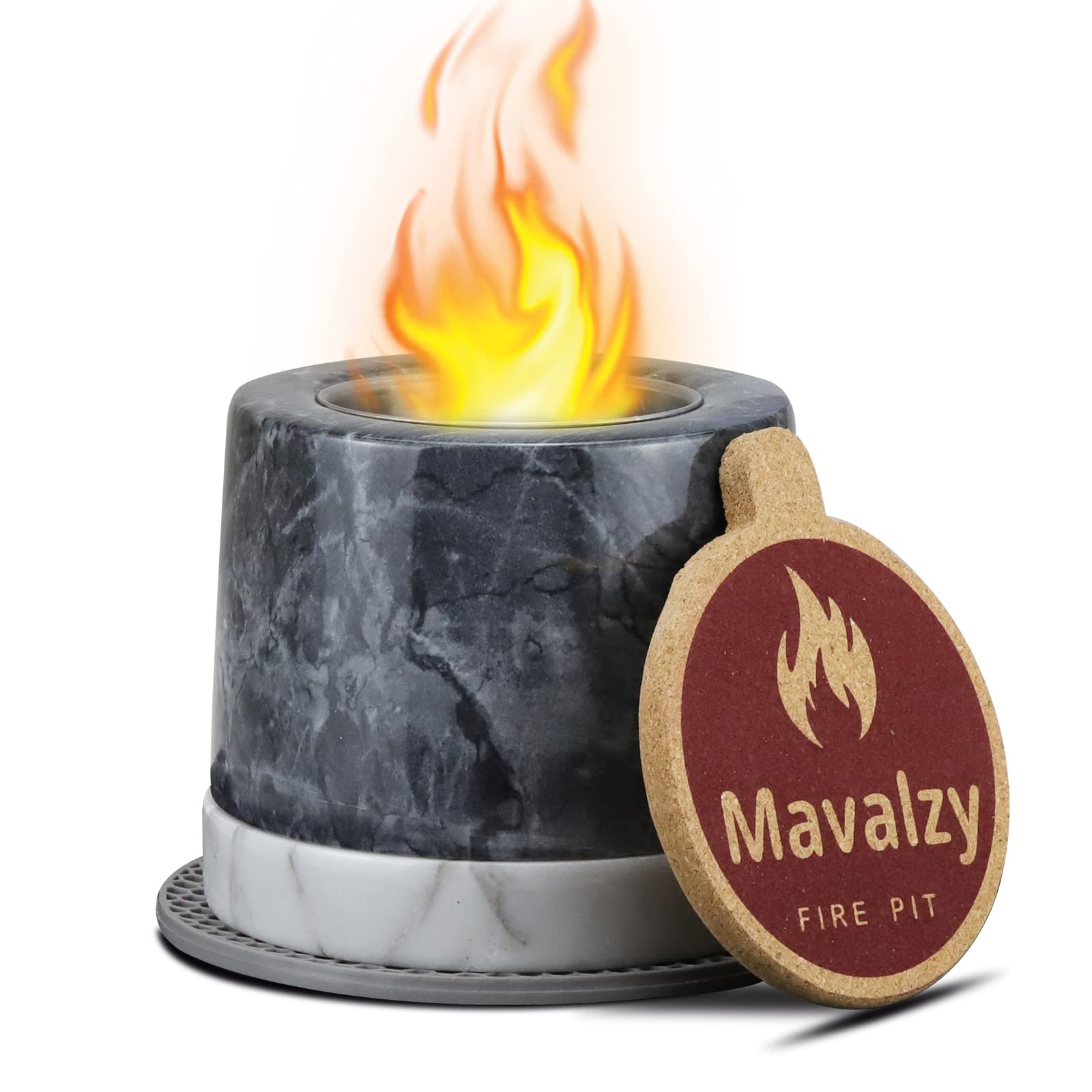 Outdoor Decor, Mavalzy Tabletop Fire Pit Real Marble Table Top Fire Pit Bowl Smokeless Mini Fire Pit Personal Portable Tabletop Fireplace for Patio Decor