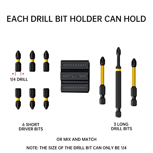 CMY Drill Bit Holder Tool Holster for DEWALT - Pack of 6 - Carry up to Six Driver Bits on The Side of Your Power Drill or Driver for Home Improvement