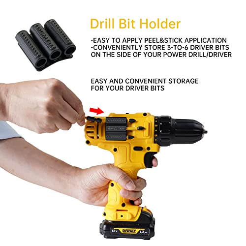 CMY Drill Bit Holder Tool Holster for DEWALT - Pack of 6 - Carry up to Six Driver Bits on The Side of Your Power Drill or Driver for Home Improvement