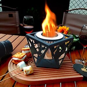 MysticFire Tabletop Fire Pit for Making s’Mores- Metal Table Top Fire Pit Bowl for Indoor and Outdoor, Portable Fireplace and Table Top Fire Pot for Balcony,Patio and Porch (Black)