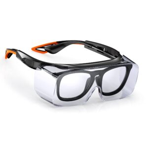 mork&suky safety glasses over eyeglasses, safety goggles for lab nursing work woodworking eye protection men women.. (black)