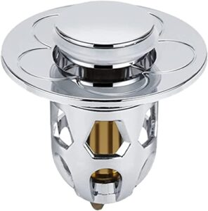 universal washbasin water head leaking stopper, stainless steel sink drain plug stopper, brass inner core sink drain filter, bouncing core pressed leak plug (silver)
