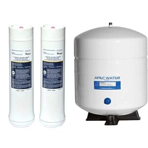 whirlpool wheerf replacement water filter cartridges (pack of 2) and apec water systems tank-4 4 gallon residential pre-pressurized reverse osmosis water storage tank bundle