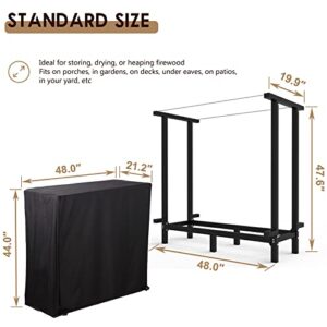 4Ft firewood rack outdoor with cover, Heavy-Duty Steel firewood rack outdoor indoor, fireplace wood stacker with Waterproof uv radiation wood rack cover