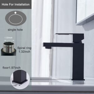 Hotis Home Matte Black Bathroom Faucet, Small Single Hole Single Handle Bathroom Sink Faucet, Bathroom Faucets for Sink One Hole, Vanity Faucet with Supply Hose