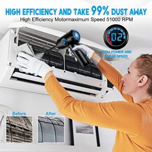 Koobesthy Compressed Air Duster, Computer Keyboard Dust Cleaner with 6000mAh Fast Charging LED Light, Electric Air Duster with LCD Display, 4 Gear to 51000RPM, Cordless Air Duster, Replaces Canned Air