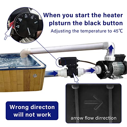 Etotel Hot tub Heater H20-RS1, Fit for Some Hot Tubs,Bathtub,AboveGround Underground Small Pool & Electric Pool, Spa Hot Tub Heater 220V 2KW with Adjustable Temperature Thermostat black