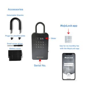 Digital Lockbox, Bluetooth Key Lockbox, iOS/Android App Remotely Generates Offline Access Codes for 1 Time Use, Temporary Use, Permanent Use, and Exact Dates/Times Without Internet