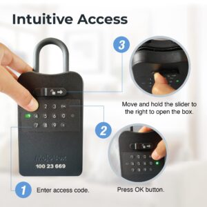 Digital Lockbox, Bluetooth Key Lockbox, iOS/Android App Remotely Generates Offline Access Codes for 1 Time Use, Temporary Use, Permanent Use, and Exact Dates/Times Without Internet