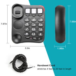 Large Button Phone for Seniors, Amplified Corded Phone with Speakerphone for Elderly Home Landline Phones, No Need to use Batteries,with Loud Ringer, One-Touch Dialing…