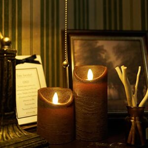 Incredle Flickering Flameless Candles Battery Operated 4" 5" 6" Real Wax LED Candles with 10key Remote Cycling 24 Hours Timer 7 Colors Available for Wedding Christmas Home Party Rustic Brown