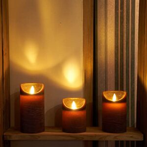 Incredle Flickering Flameless Candles Battery Operated 4" 5" 6" Real Wax LED Candles with 10key Remote Cycling 24 Hours Timer 7 Colors Available for Wedding Christmas Home Party Rustic Brown