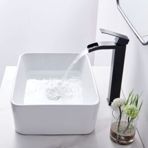 VCCUCINE Rectangular Vessel Sink, 16"X12" Small Bowl Bathroom Vessel Sink, White Ceramic Lavatory Above Counter Art Basin Vanity Sink