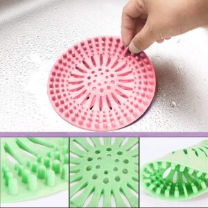 Shower Drain Hair Catcher Drain Hole Cover Suitable for Bathroom and Kitchen Easy to Install and Clean 5 Pack in Multiple Colors, Multicolor (Black, Gray, Green, Blue & Pink), 5.2x5.2x0.39 inches