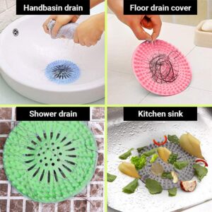 Shower Drain Hair Catcher Drain Hole Cover Suitable for Bathroom and Kitchen Easy to Install and Clean 5 Pack in Multiple Colors, Multicolor (Black, Gray, Green, Blue & Pink), 5.2x5.2x0.39 inches