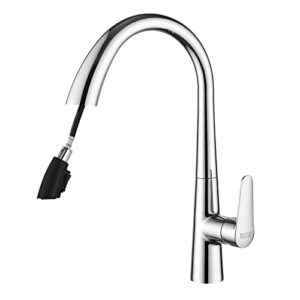 fulgutonit kitchen faucet with hidden pull down sprayer, modern high arc single hole pull out kitchen sink faucets for bar laundry rv utility sink, chrome