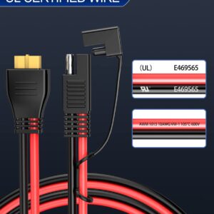 ELECTOP 10AWG SAE to XT60 Connector Extension Cable, SAE Plug XT60 Female Adapter Charger Solar Panel Cable Connector Kit for Solar Generator Portable Power Station with SAE Polarity Reverse Adapter