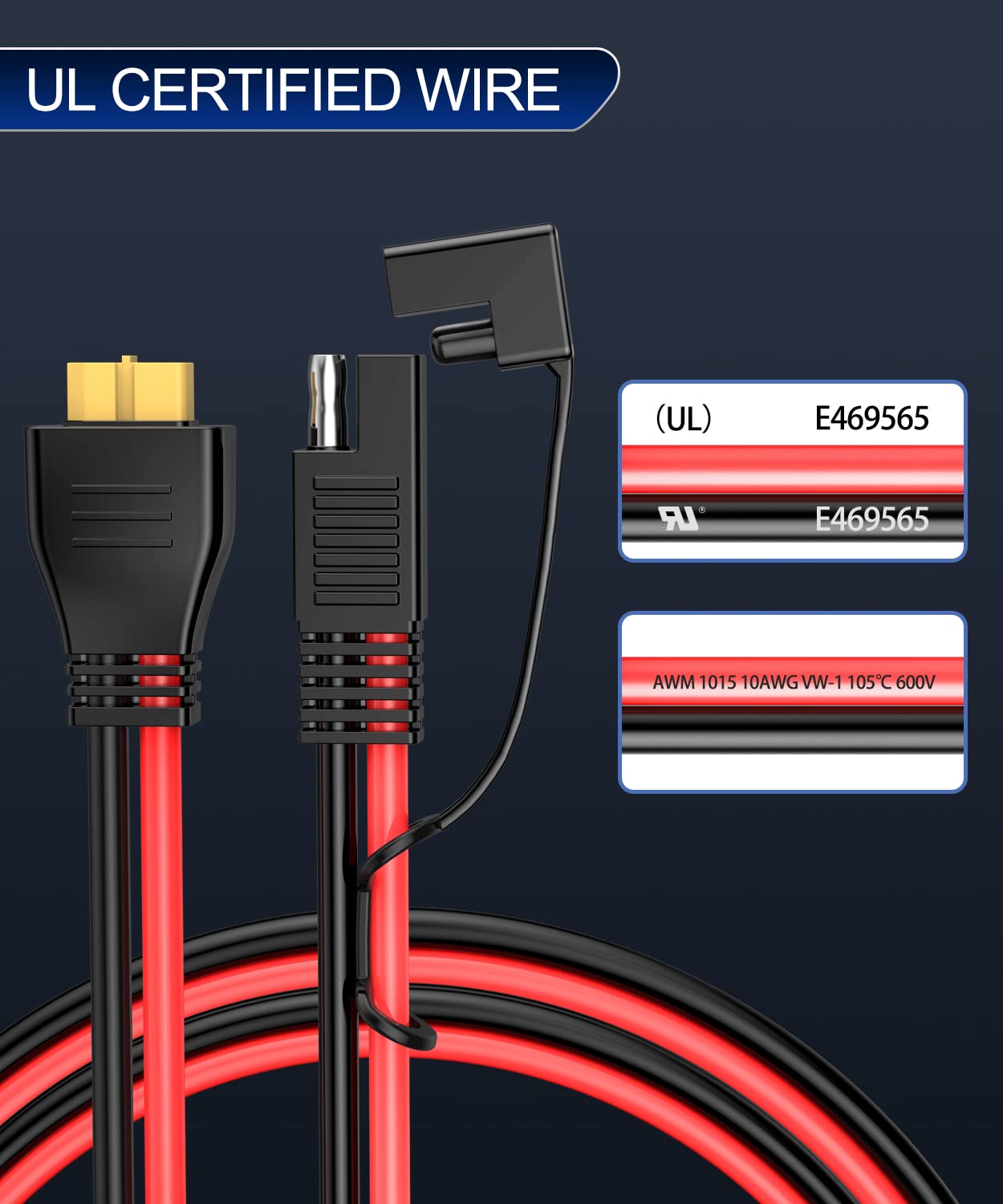 ELECTOP 10AWG SAE to XT60 Connector Extension Cable, SAE Plug XT60 Female Adapter Charger Solar Panel Cable Connector Kit for Solar Generator Portable Power Station with SAE Polarity Reverse Adapter