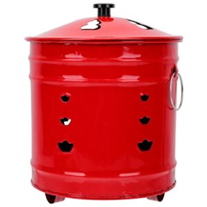 doitool small burning bucket incinerator barrel with lid incinerator fire bin enamel fire cage works good to burn old bills, documents and paper (10.22 x 10.22 inch)