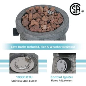 10 inch Portable Tabletop Fire Pit, Propane Concrete 10,000 BTU Tabletop Gas Firebowl, w/Lava Rocks, CSA Certification(Round)