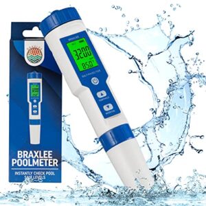 pool salt tester & ph digital meter, braxlee saltwater pool and hot tub all in one smart digital solution