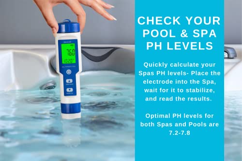 Pool Salt Tester & PH Digital Meter, Braxlee Saltwater Pool and Hot Tub All in one Smart Digital Solution