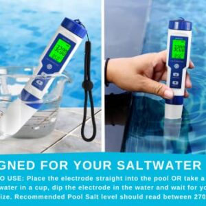 Pool Salt Tester & PH Digital Meter, Braxlee Saltwater Pool and Hot Tub All in one Smart Digital Solution