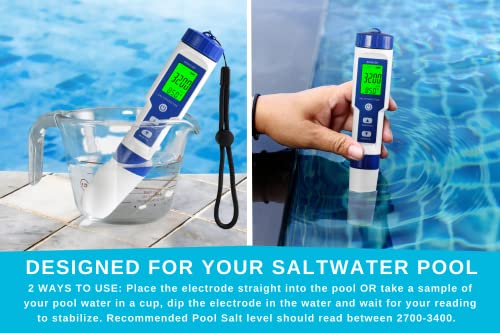 Pool Salt Tester & PH Digital Meter, Braxlee Saltwater Pool and Hot Tub All in one Smart Digital Solution