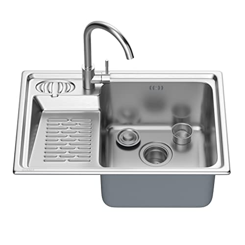 Utility Sinks, Laundry Sink, Made of 304 Stainless Steel with Hot and Cold Water Faucet, Suitable for Bathroom, Laundry Room, Utility Room, Garage, Outdoor Kitchen and Commercial Kitchen