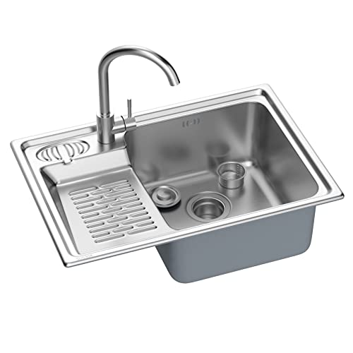 Utility Sinks, Laundry Sink, Made of 304 Stainless Steel with Hot and Cold Water Faucet, Suitable for Bathroom, Laundry Room, Utility Room, Garage, Outdoor Kitchen and Commercial Kitchen