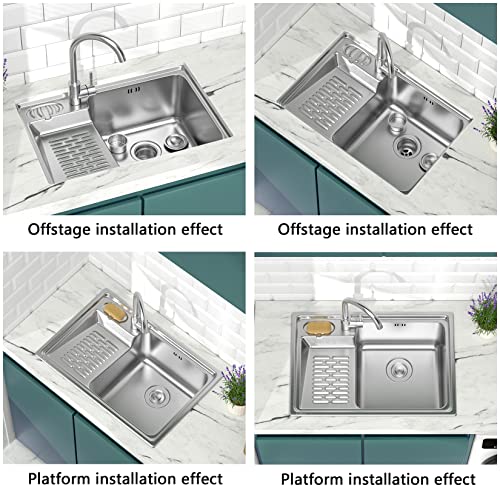 Utility Sinks, Laundry Sink, Made of 304 Stainless Steel with Hot and Cold Water Faucet, Suitable for Bathroom, Laundry Room, Utility Room, Garage, Outdoor Kitchen and Commercial Kitchen