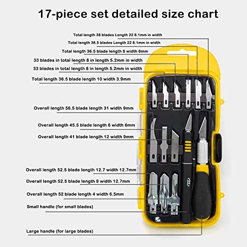 Craft Knife Set, Precision Exacto Utility Art Pumpkin Wood Carving Hobby Knife Blades Making Set Kit, 2 Pc with 14 Blades