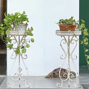 angiehaie cyoidai smqljxc 2pcs 25 inch metal tall plant stand,wrought iron plant stand ,heavy duty pot stand,for indoor and outdoor,patio, lawn & garden (white)