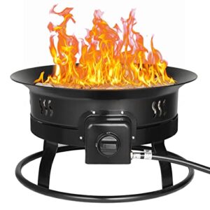 tlsunny 24''/ 19'' propane fire pit, 58,000 btu portable gas firepit, camp steel gas fire bowl with cover, lava rock, tank stabalizer ring and carry straps for patio, backyard, tailgating, deck, rv