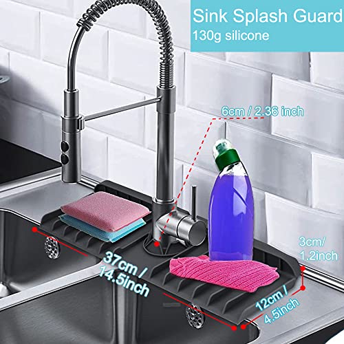 Actoridae Sink Faucet Mat sink drip catcher behind faucet 2mm Thick Stable Flat Suit for Kitchen Bathroom 2.5" Single Sink Grey updated Angle Design