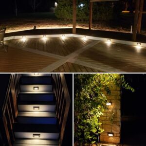 SUNVIE 5W Low Voltage Step Lights Outdoor Stair Lights 3000K LED Low Voltage Deck Lights with Horizontal Louver Faceplate Outdoor Step Lights for Deck Steps Stairs Fastlock2 Connectors Included 8 Pack