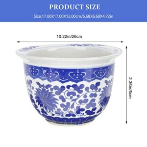 GANAZONO Outdoor Planters Blue and White Porcelain Flower Pot with Porcelain Saucer Chinese Ceramic Plant Pots Balcony Planter Bonsai Pot for Garden and Indoor Plant Saucers