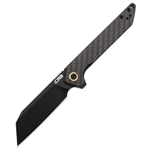 cjrb cutlery folding knife rampart (j1907-bcf) ar-rpm9 powder steel black pvd blade carbon fiber handle pocket knife edc knife
